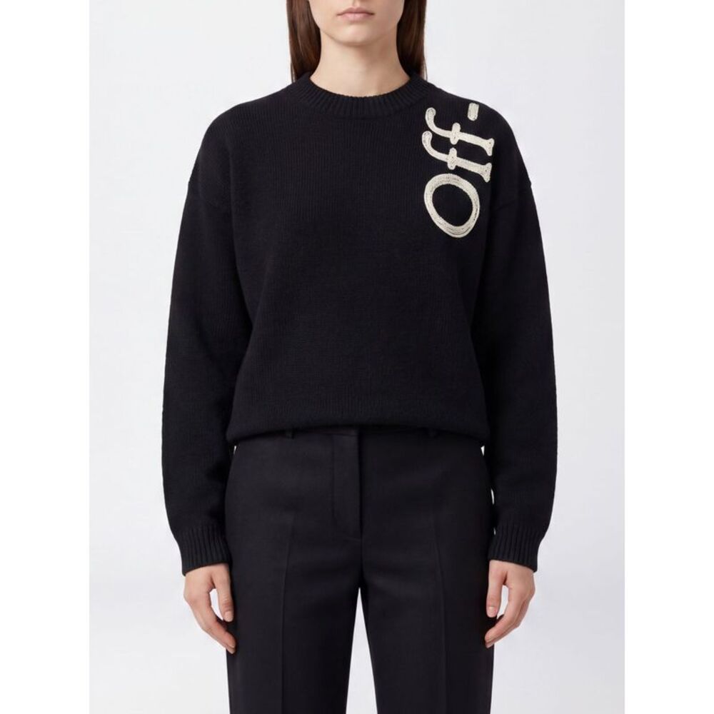 Off-White Women Off-White Wool Blend Crewneck Jumper With Contrast Intarsia Logo